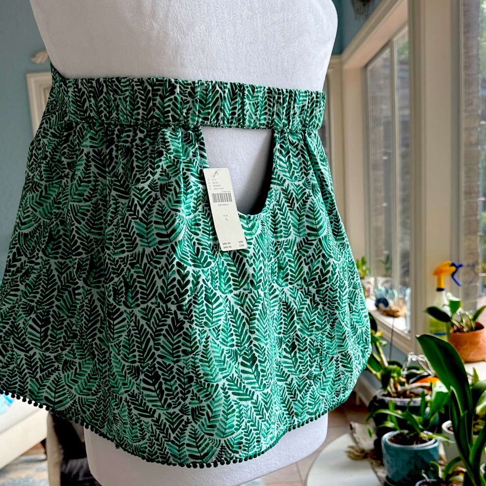 Anthropologie Green Botanical Print Top